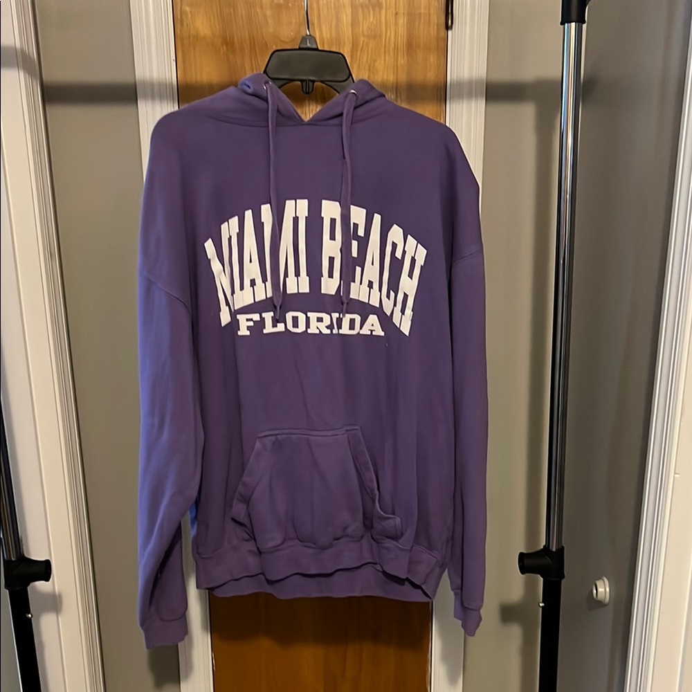 Purple Hooded Sweatshirt Cotton Blend